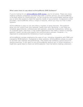 what users have to say about eclinicalworks