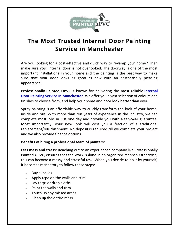 the most trusted internal door painting service