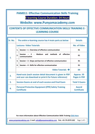 pam011 effective communication skills training
