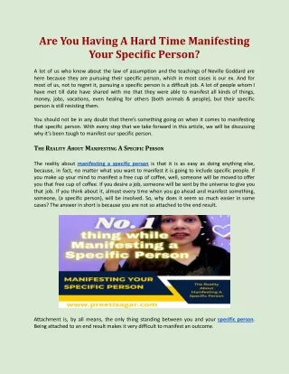 Are You Having A Hard Time Manifesting Your Specific Person?