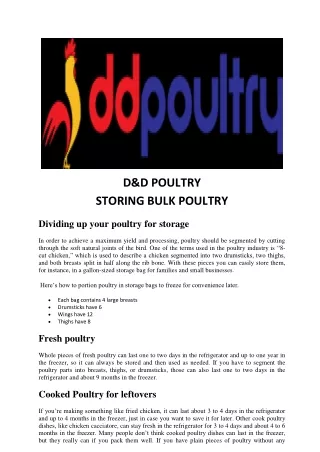 d d poultry storing bulk poultry
