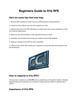 Beginners Guide to H1b RFE