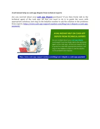 avail instant help on cash app dispute from