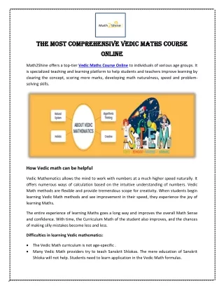 The Most Comprehensive Vedic Maths Course Online