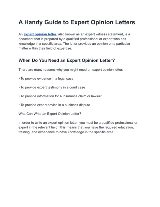 A Handy Guide to Expert Opinion Letters