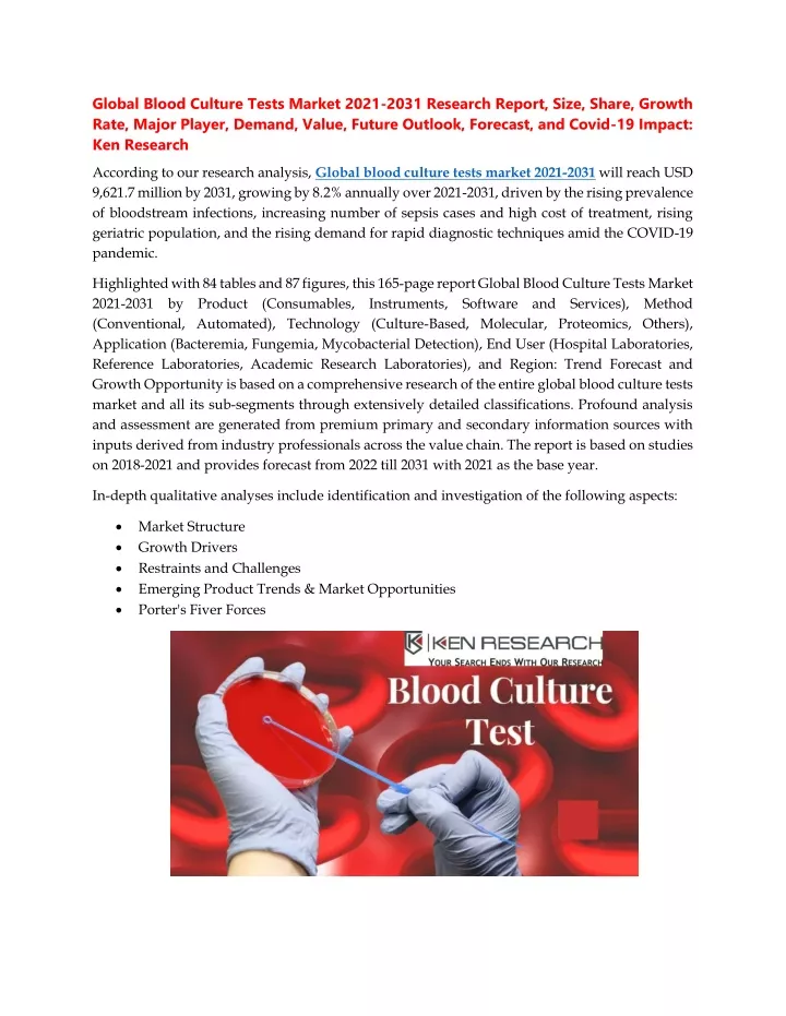 global blood culture tests market 2021 2031