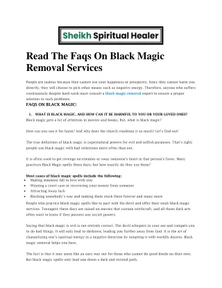 Read The Faqs On Black Magic Removal Services