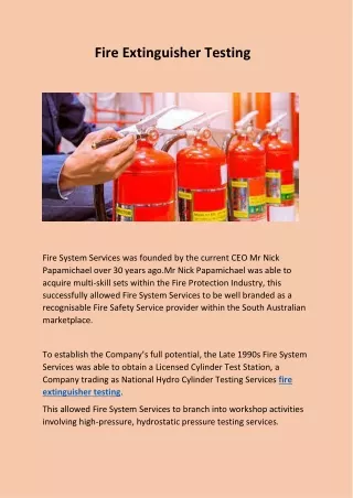 Fire Extinguisher Testing