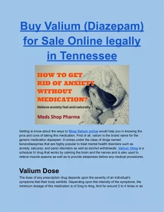 Buy Valium (Diazepam) for Sale Online