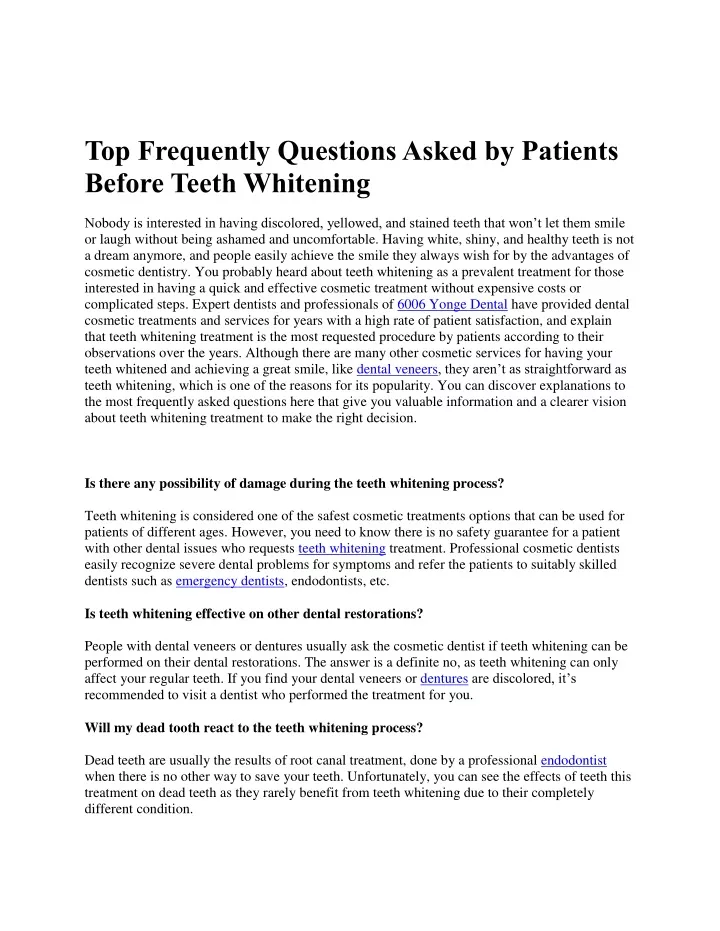 top frequently questions asked by patients before