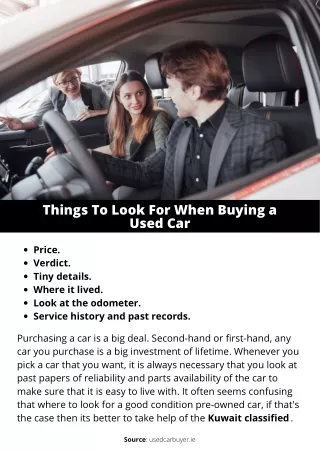 Things to look for when Buying a Used Car