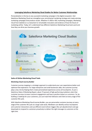 leveraging salesforce marketing cloud studios