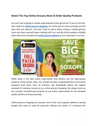select the top online grocery store order quality