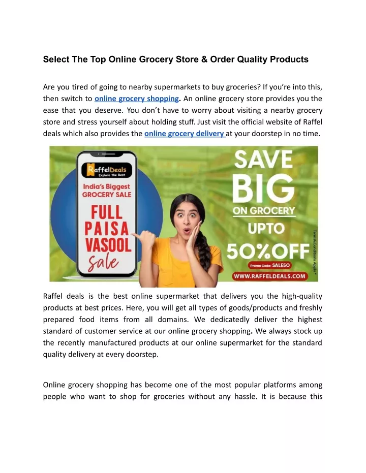 select the top online grocery store order quality