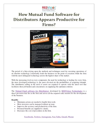 how mutual fund software for distributors appears