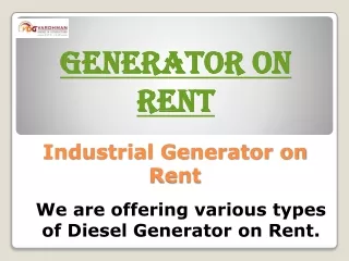 Industrial Generator on Rent in Noida