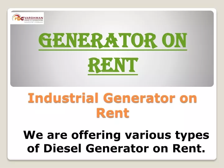 industrial generator on rent
