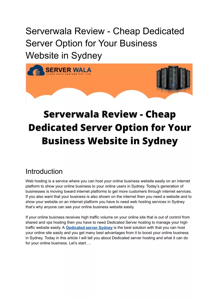 serverwala review cheap dedicated server option