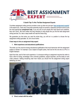5 useful tips to hire the best assignment experts