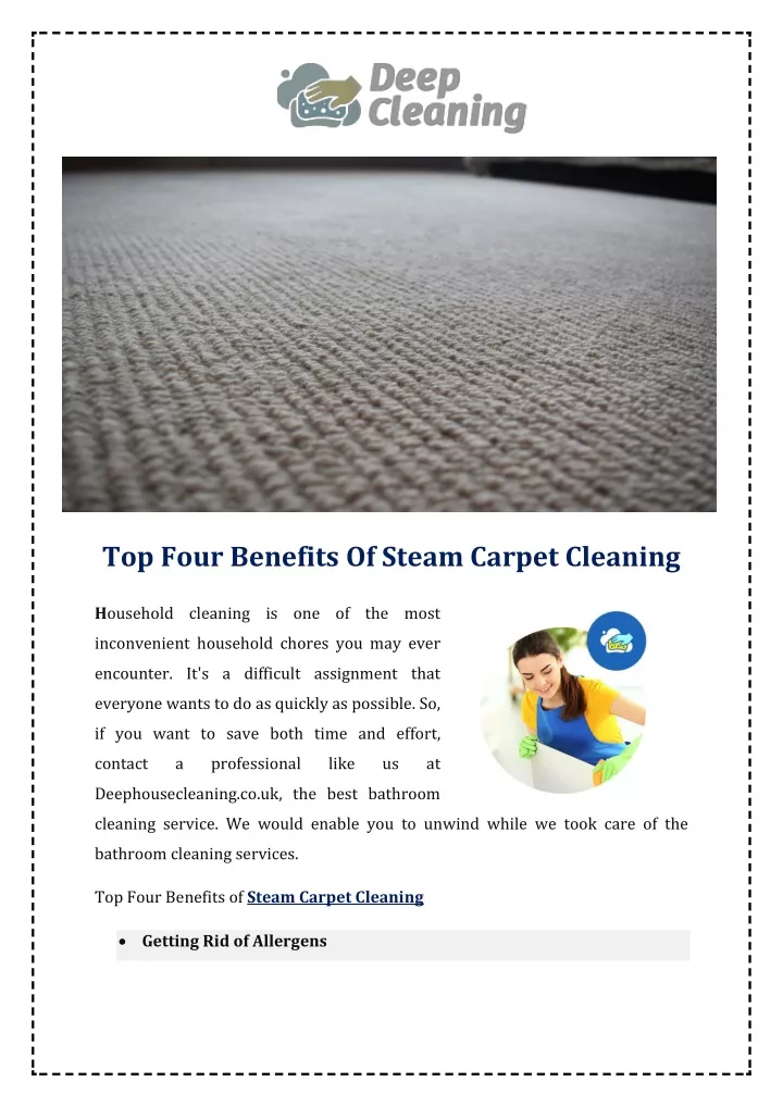 top four benefits of steam carpet cleaning