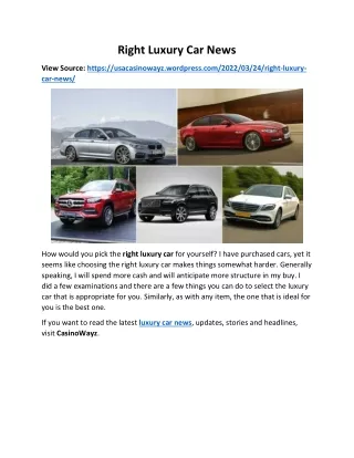 Right Luxury Car News