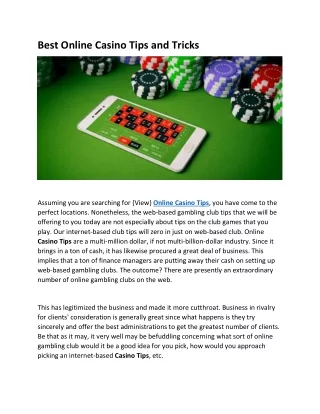 Best Online Casino Tips and Tricks