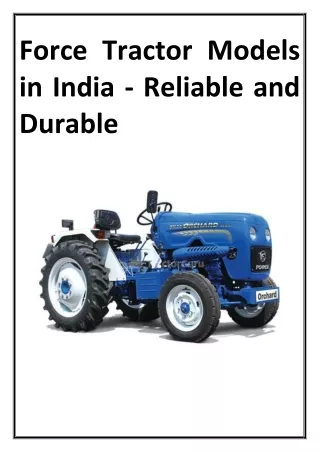 Force Tractor Models in India - Reliable and Durable
