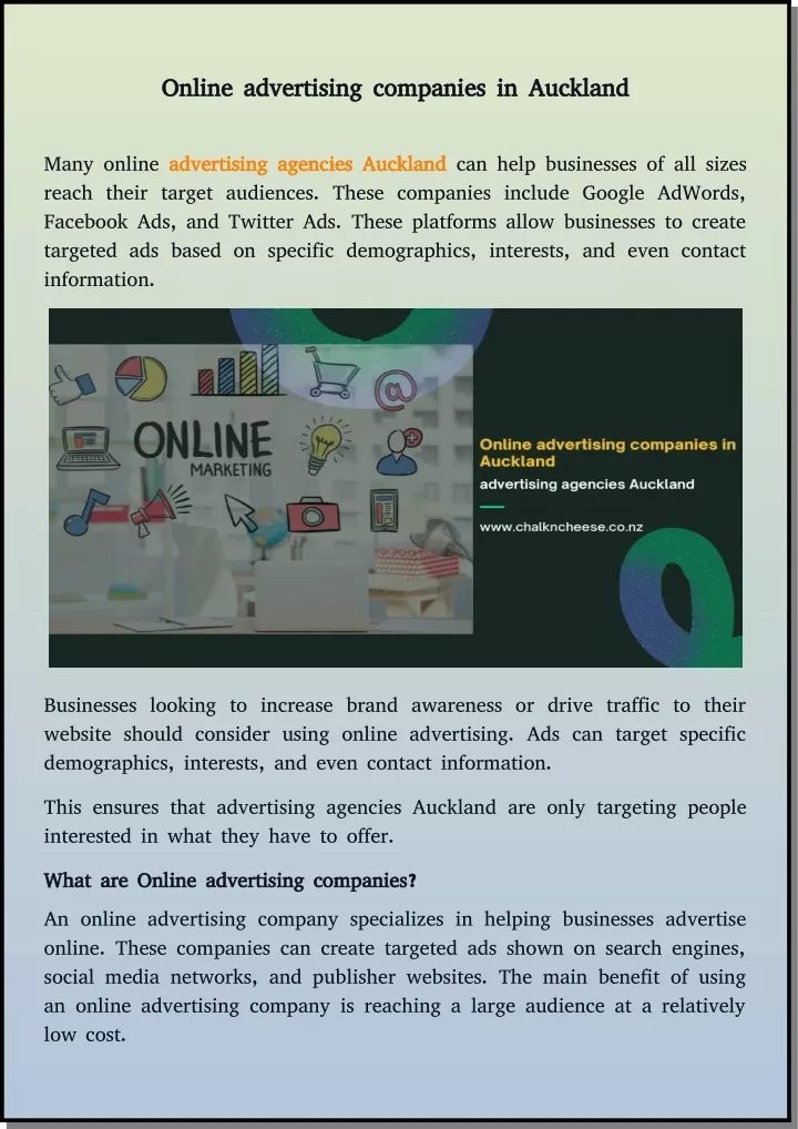 online advertising companies in auckland online