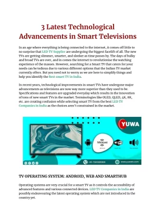 3 Latest Technological Advancements in Smart Televisions