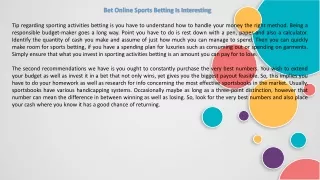 Bet Online Sports Betting Is Interesting