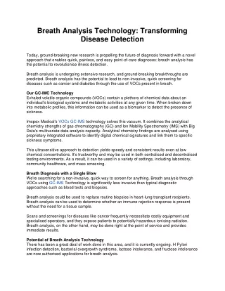 Breath Analysis Technology Transforming Disease Detection