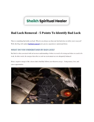 Bad Luck Removal 5 Points To Identify Bad Luck