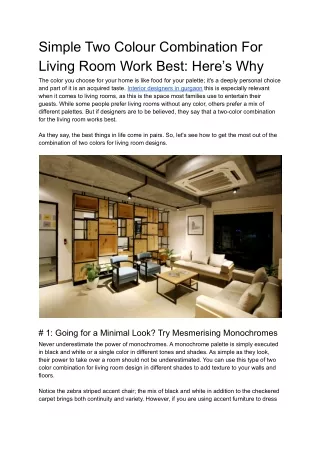 simple two colour combination for living room