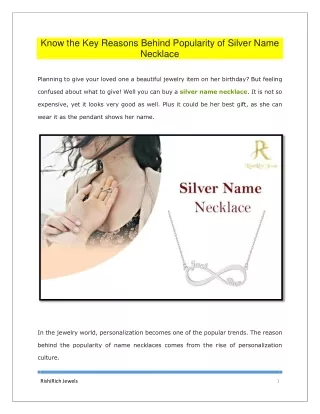 know the key reasons behind popularity of silver