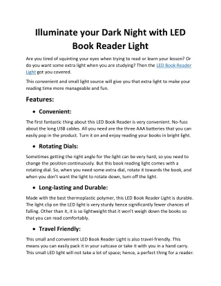 Illuminate your Dark Night with LED Book Reader Light