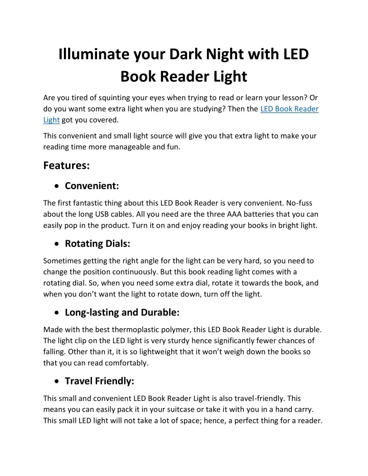 illuminate your dark night with led book reader