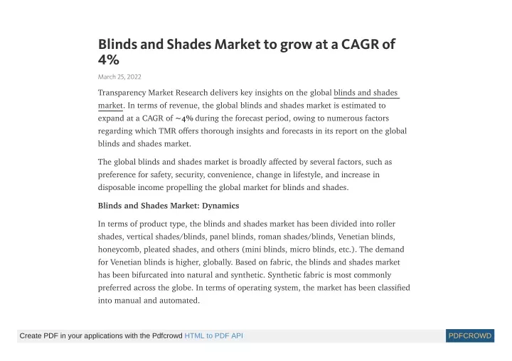 blinds and shades market to grow at a cagr of 4