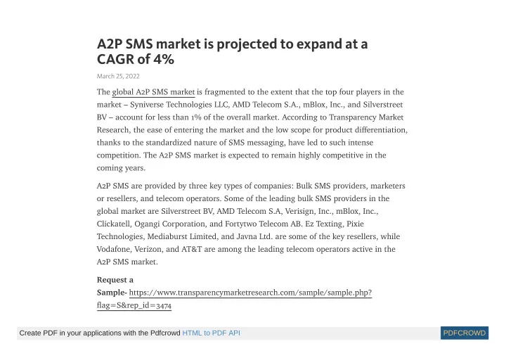 a2p sms market is projected to expand at a cagr