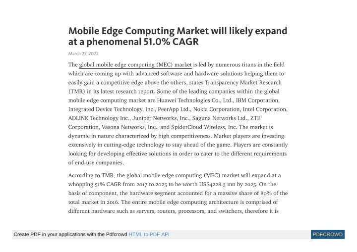 mobile edge computing market will likely expand