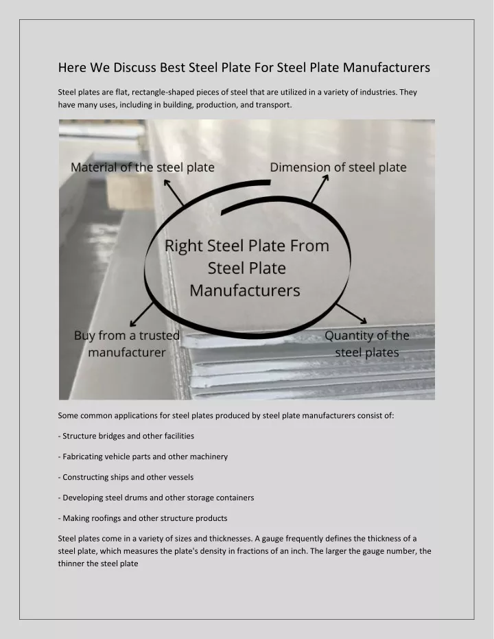here we discuss best steel plate for steel plate