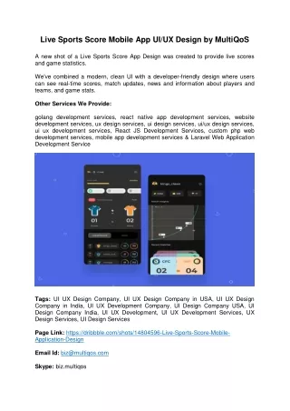 Live Sports Score Mobile App UI UX Design by MultiQoS