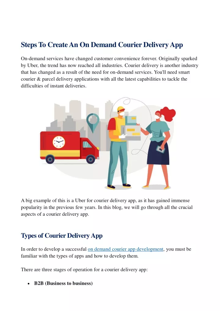 steps to create an on demand courier delivery