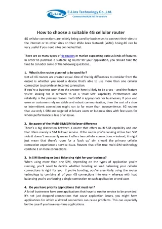 how to choose a suitable 4g cellular router