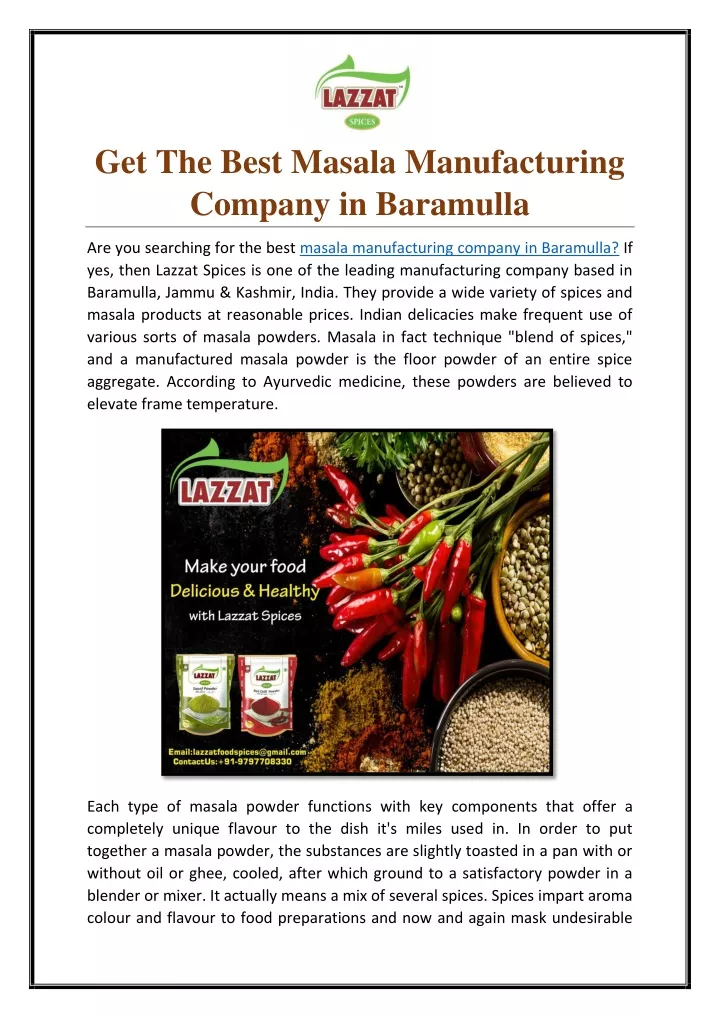 get the best masala manufacturing company