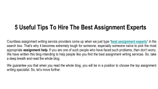 5 useful tips to hire the best assignment experts