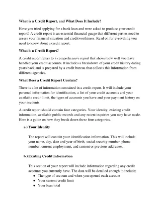 What is a Credit Report and What Does It Include- Crediverso,com