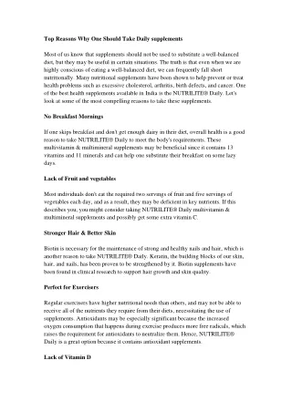 top reasons why one should take daily supplements