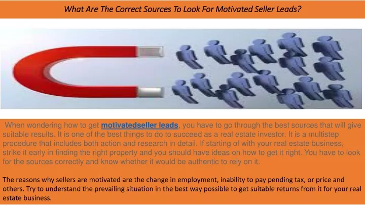 what are the correct sources to look for motivated seller leads