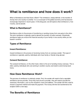 What is remittance and how does it work?