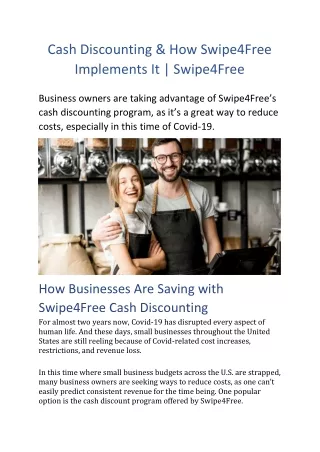 Cash Discounting & How Swipe4Free Implements It | Swipe4Free